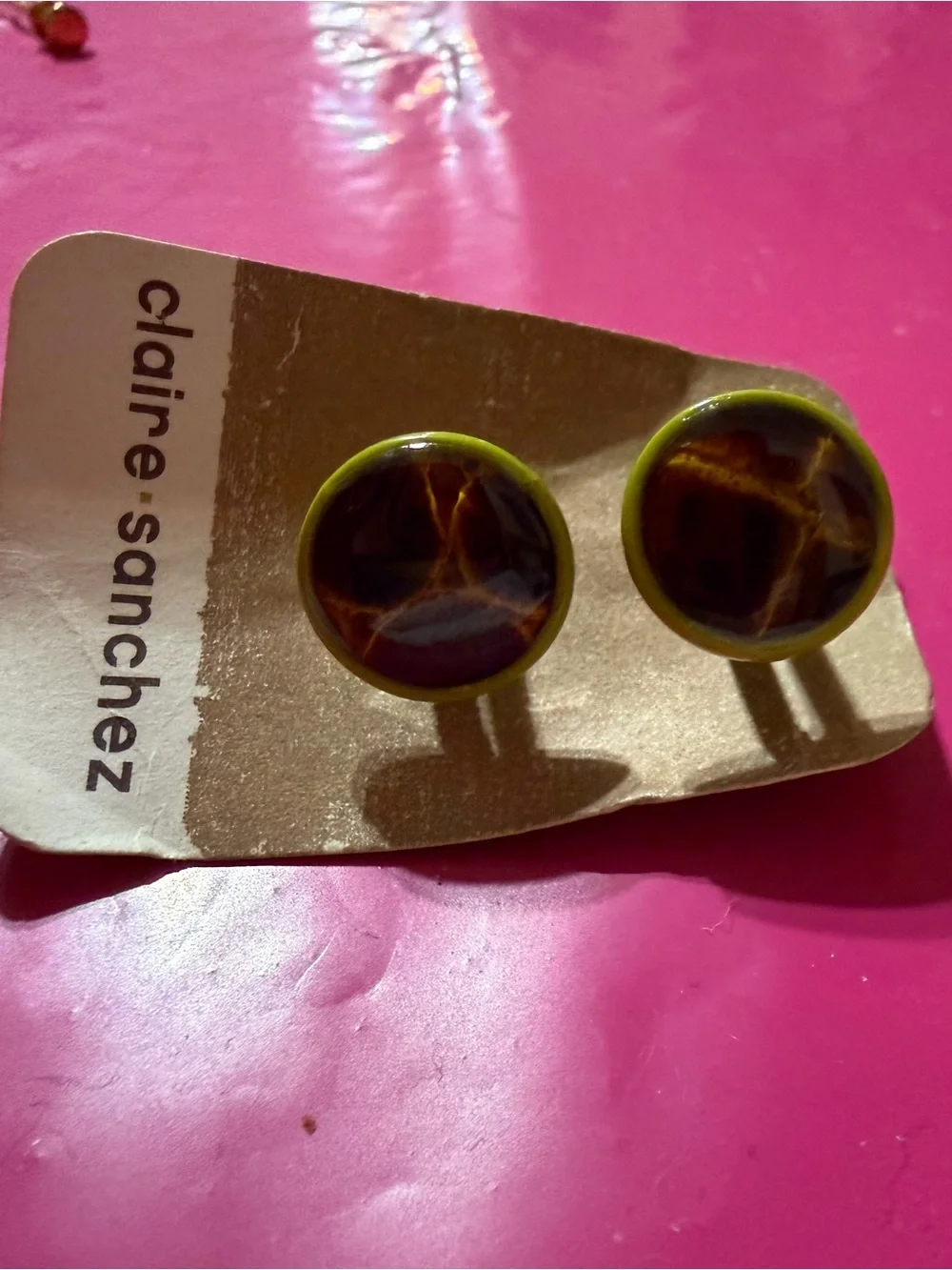 Cuff Links Olive and Brown Stone Dome Cuff links- Claire·Sanchez Designer